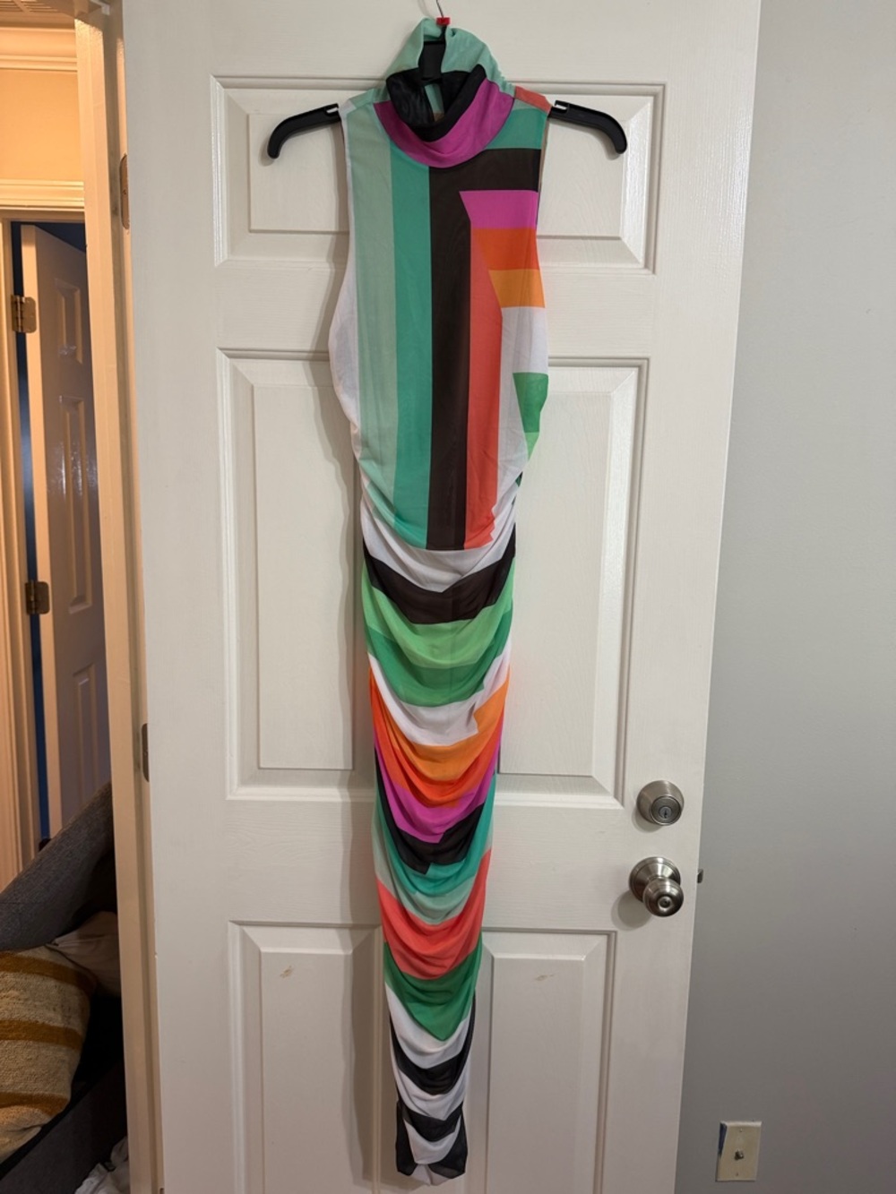 AFRM Sleeveless Multicolor Striped Draped Maxi Dress